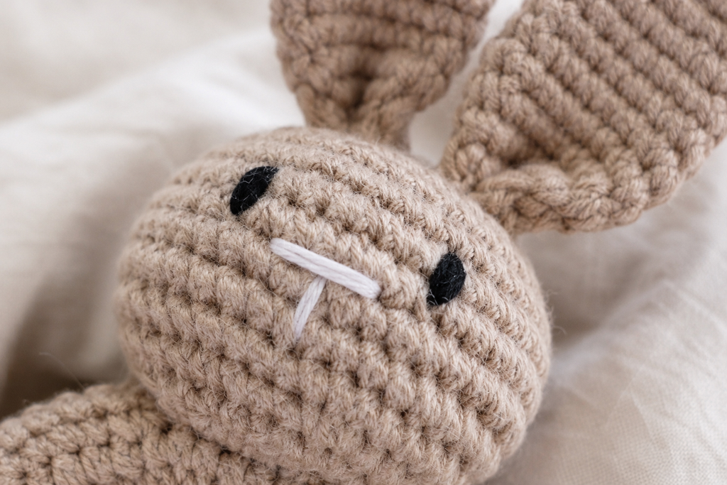 Handmade Crochet Bunny Teething Rattle