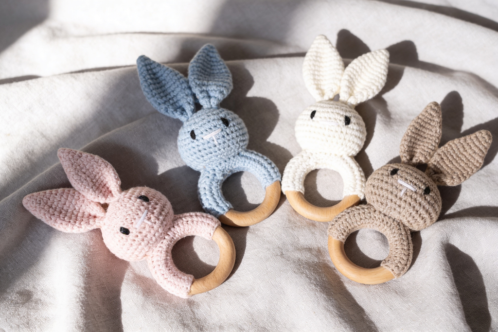 Handmade Crochet Bunny Teething Rattle
