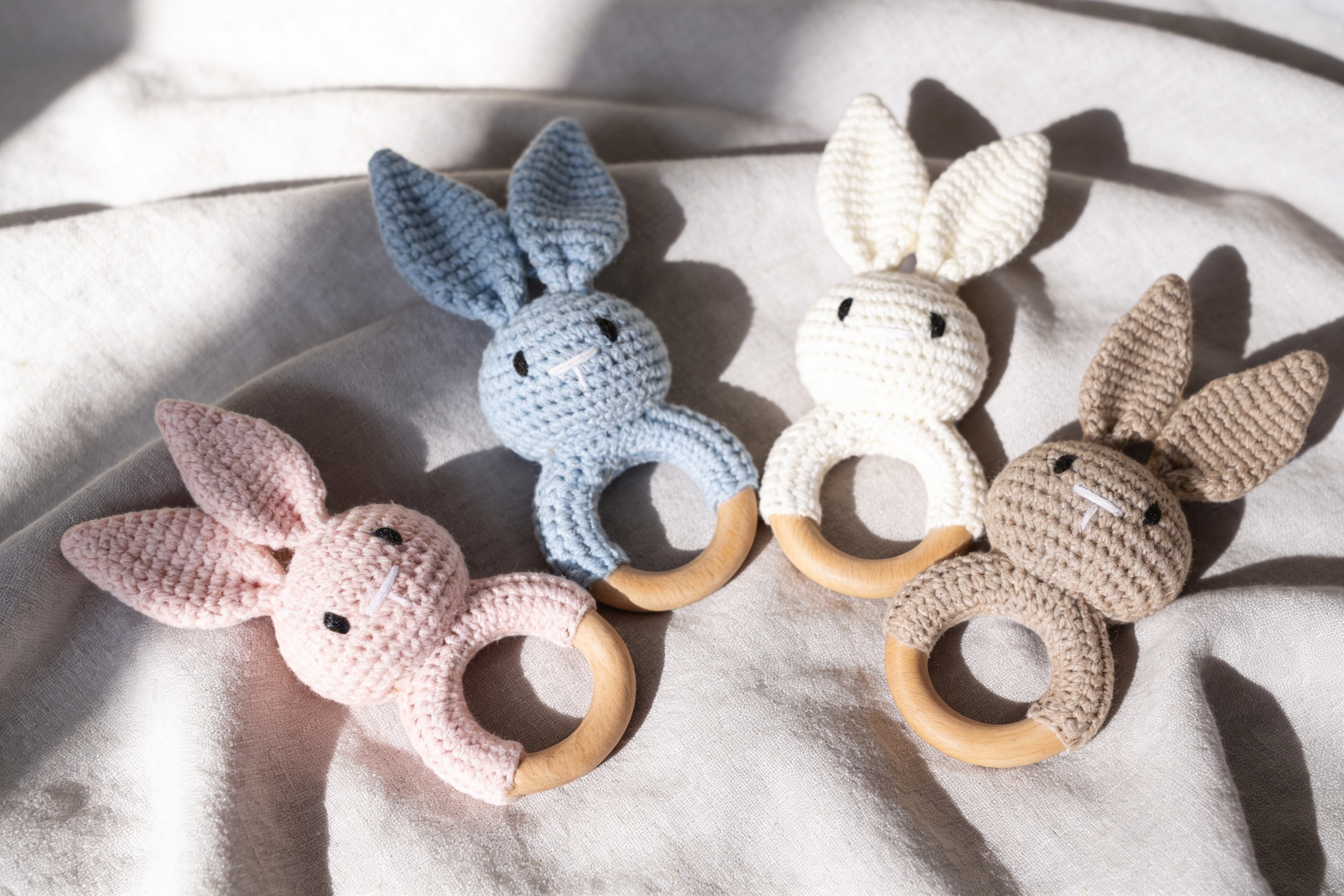 Handmade Crochet Bunny Teething Rattle