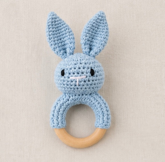 Handmade Crochet Bunny Teething Rattle