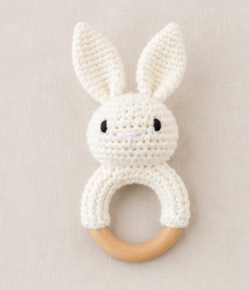 Handmade Crochet Bunny Teething Rattle