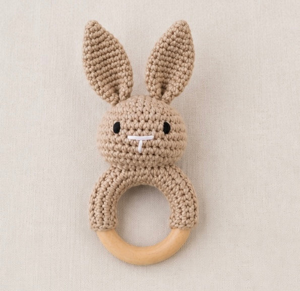 Handmade Crochet Bunny Teething Rattle